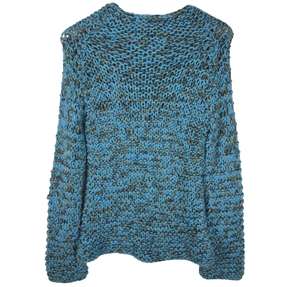 Free People Marl Chunky Wool Blend Knit Sweater Womens S/P Blue Relaxed Fit